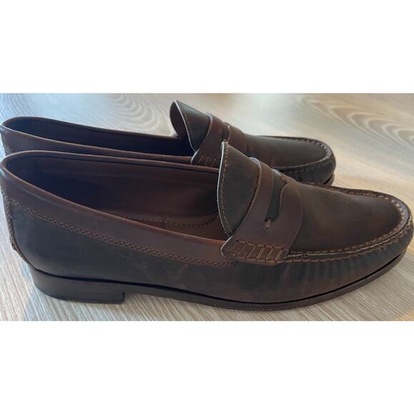 H.S. Trask Men’s Classic Leather Slip-on Penny‎ Loafers Size 9.5 Brown Worn Once - Picture 1 of 8